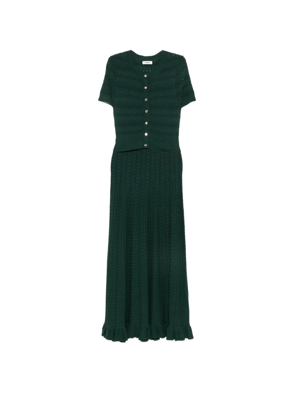 SANDRO Abito midi con ruches - Verde