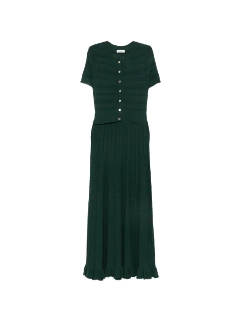 SANDRO robe mi-longue en maille pointelle à volants