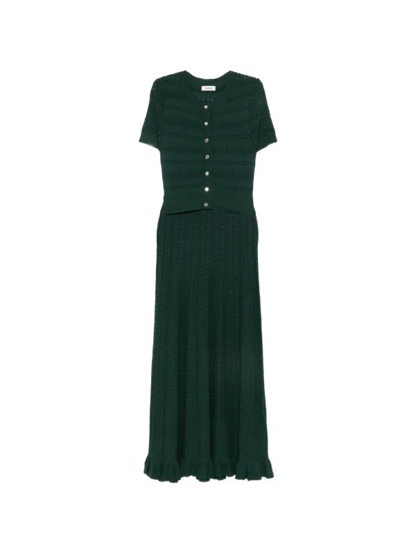 sandro knit dress green Sandro Ruffled knit maxi dress