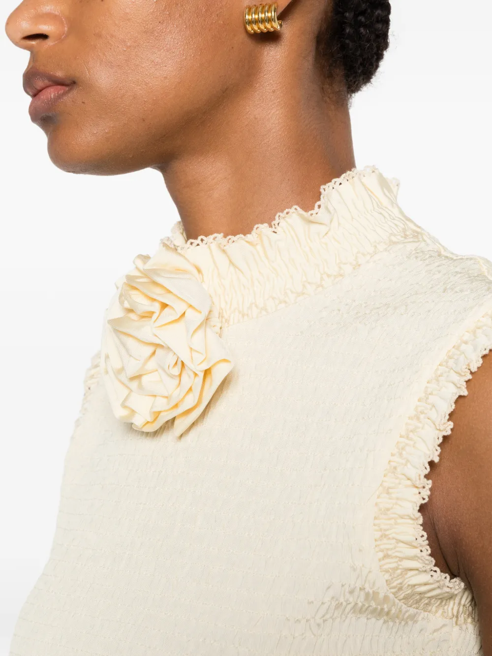 SANDRO Top met bloemenapplicatie Beige