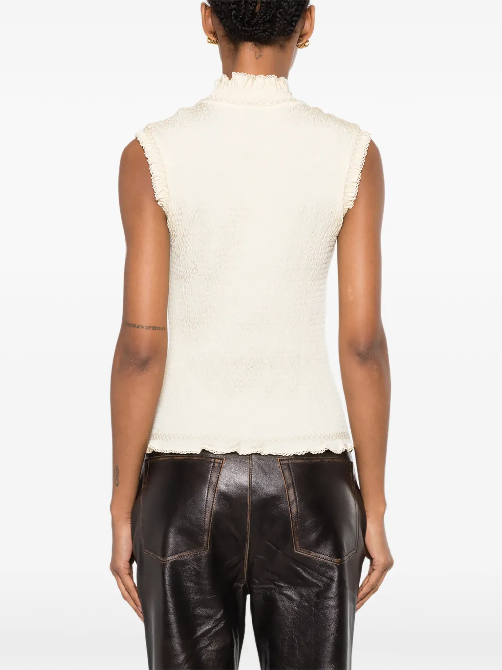 SANDRO Top met bloemenapplicatie Beige