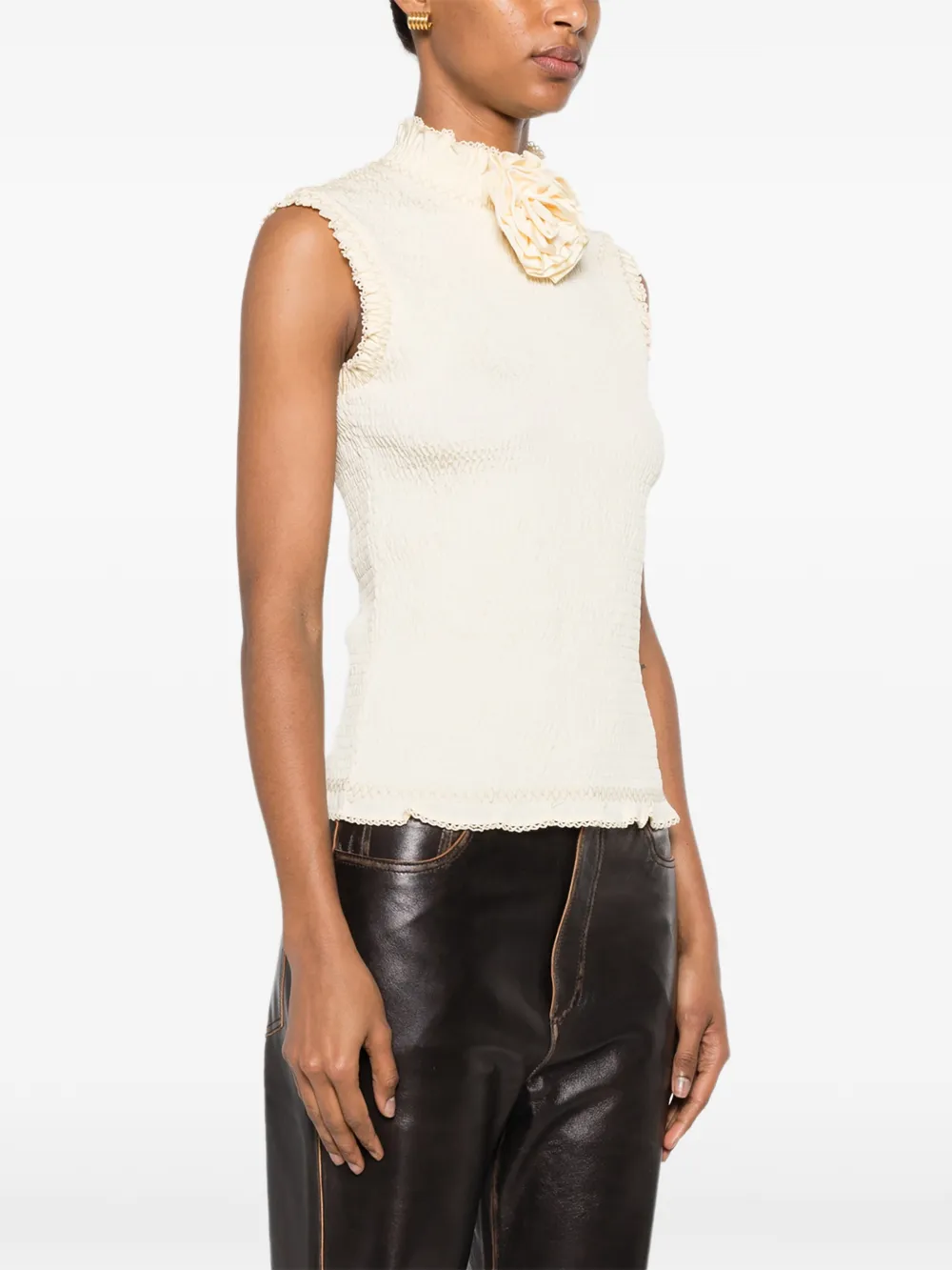 SANDRO Top met bloemenapplicatie Beige