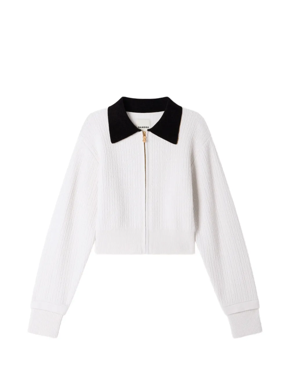 SANDRO zip-up cable-knit cardigan