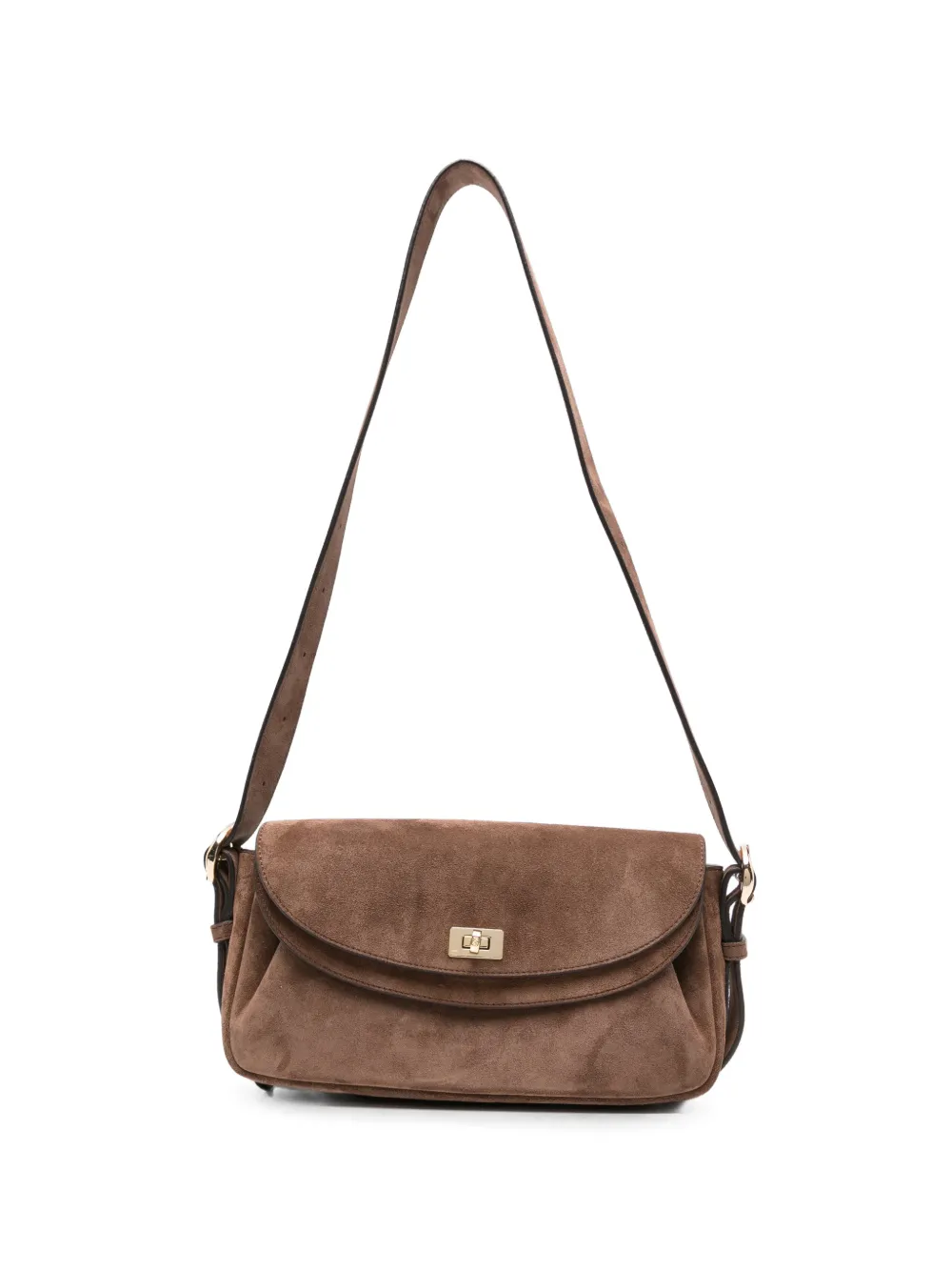 SANDRO City suede twist-lock shoulder bag - Marrone