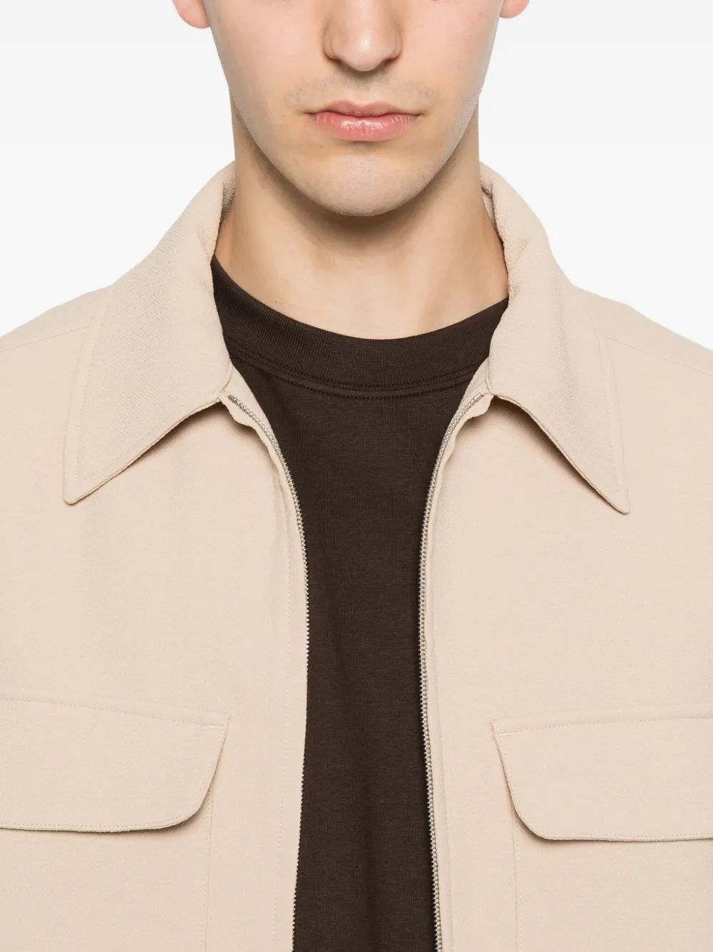 SANDRO Jack met seersucker-effect en rits Beige