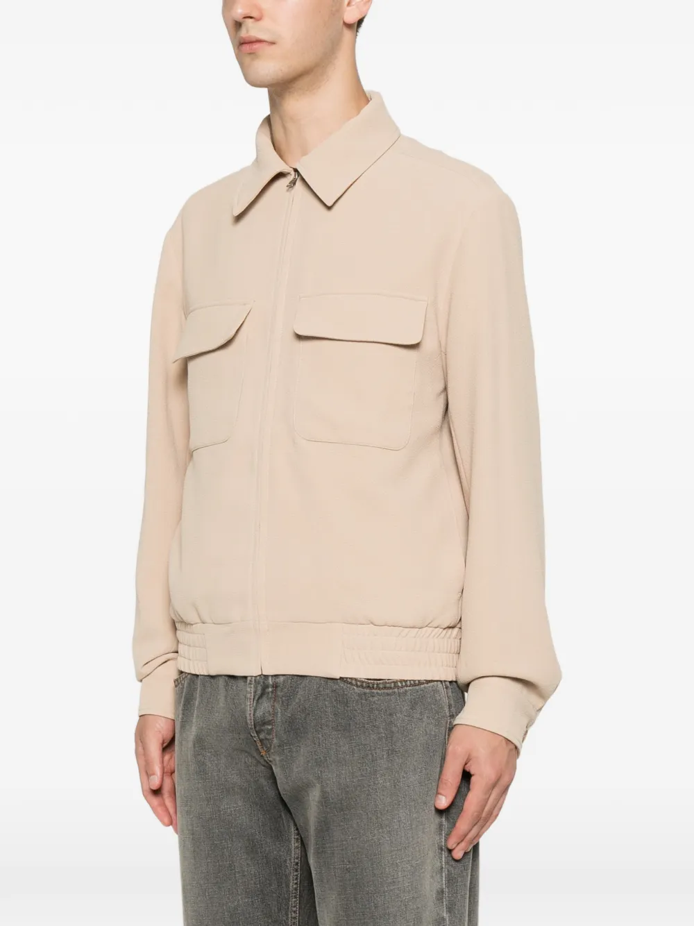 SANDRO Jack met seersucker-effect en rits Beige
