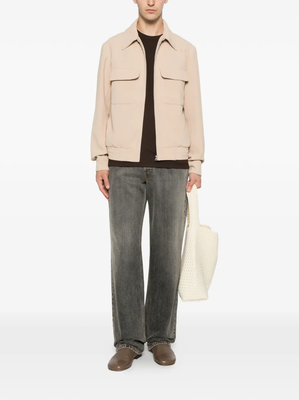 SANDRO Jack met seersucker-effect en rits Beige