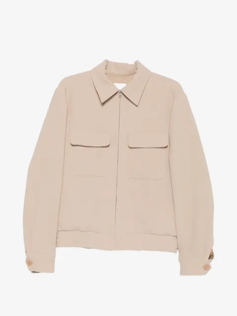 SANDRO seersucker-effect zip-up jacket