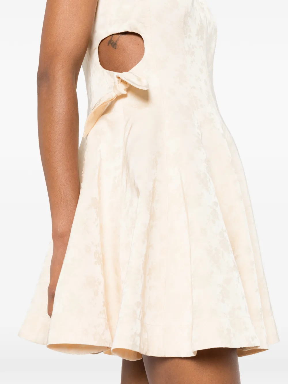 SANDRO Mini-jurk met bloemen jacquard en uitgesneden details Beige