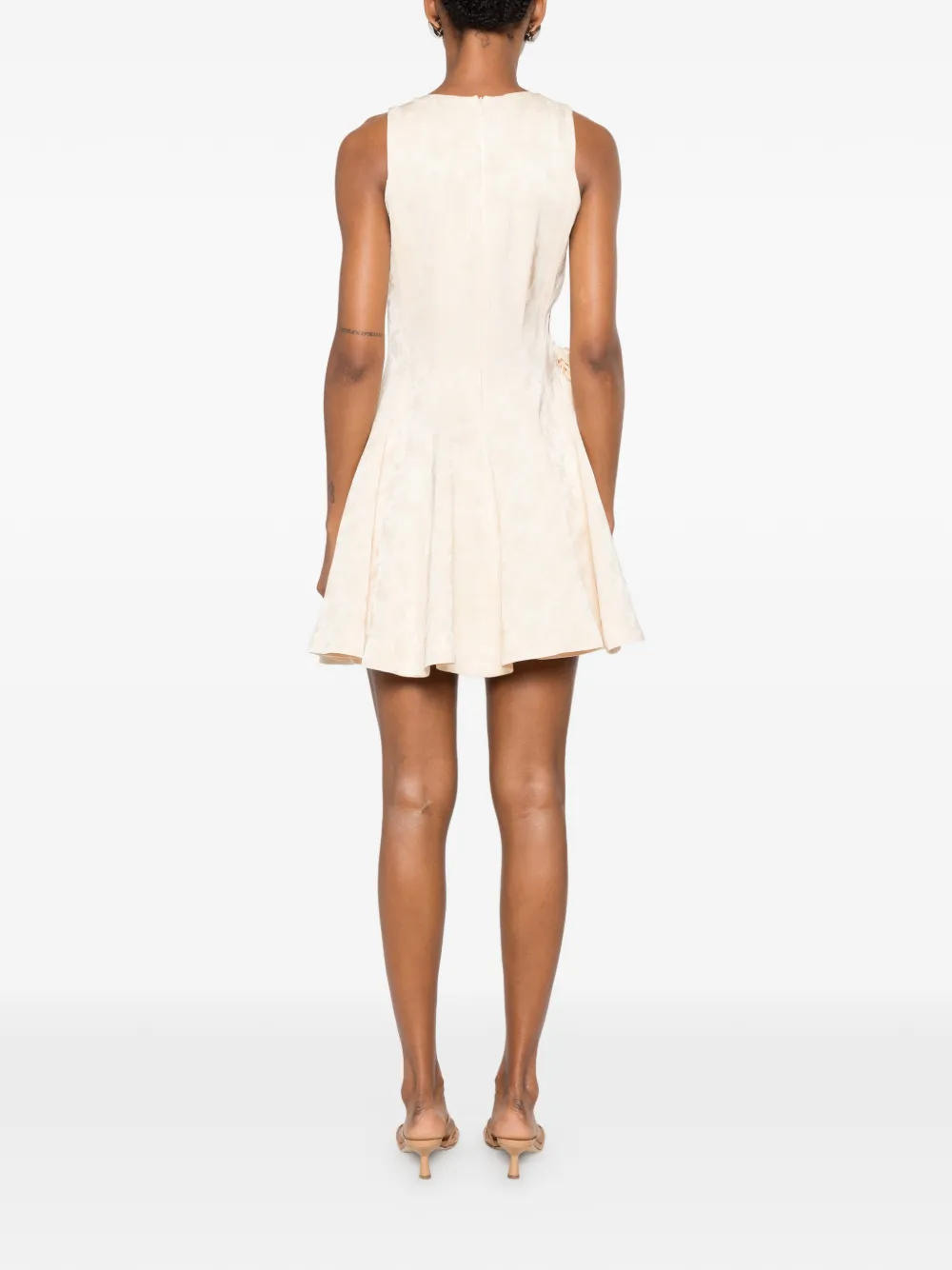 SANDRO Mini-jurk met bloemen jacquard en uitgesneden details Beige