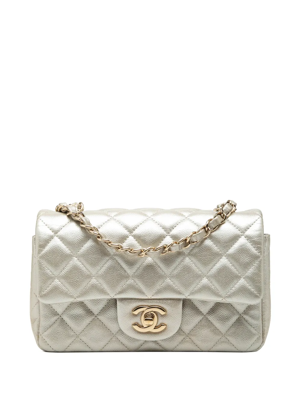 CHANEL Pre-Owned 2016-2017 Mini Rectangular Classic Metallic Caviar Single Flap crossbody bag - Oro
