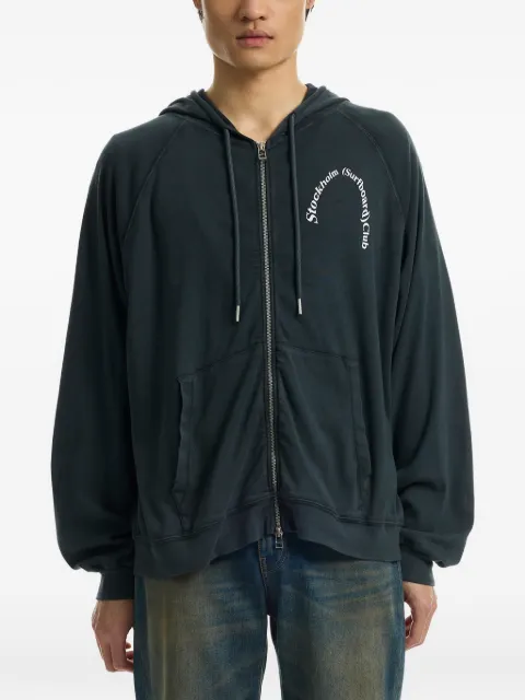 Stockholm Surfboard Club logo-print zip-up hoodie