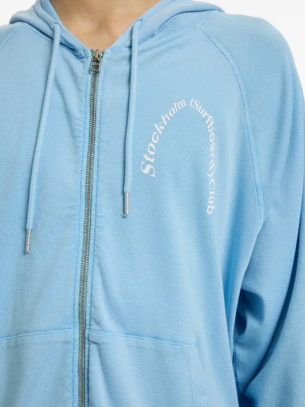 Stockholm Surfboard Club logo-print zip-up Hoodie | Blue | FARFETCH AO