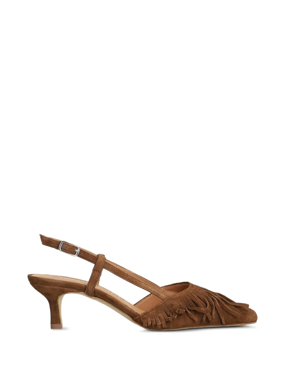 Gisel Moire Vilma fringe-trim slingback pumps - Marrone
