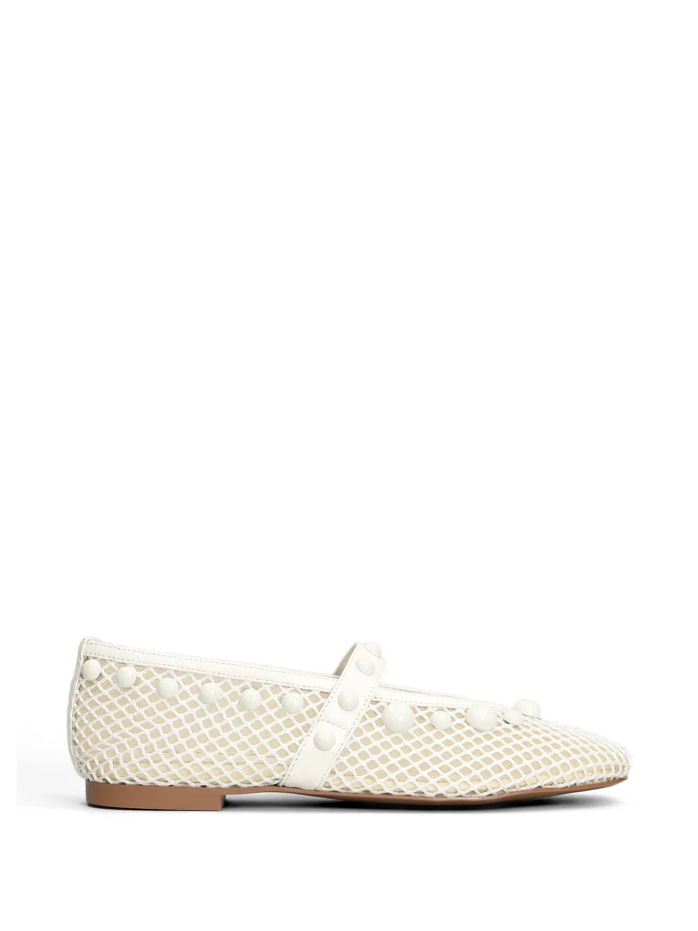Bibi Lou Bead-embellished Mesh Ballet Flats In White