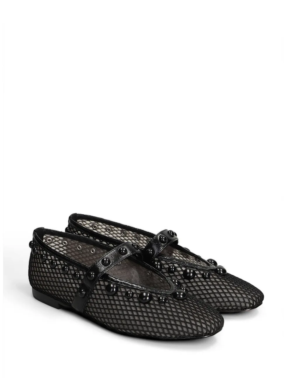 Bibi Lou Carinna stud-embellished mesh ballet flats Zwart