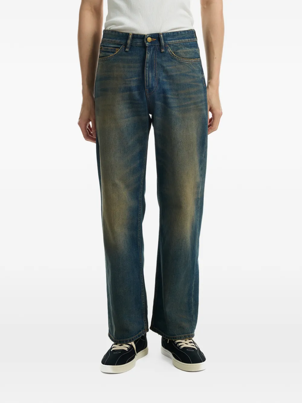 Stockholm Surfboard Club Frank logo-embroidered jeans - Blu