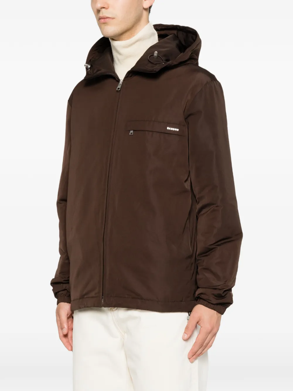 SANDRO Jack met logodetail en rits Bruin