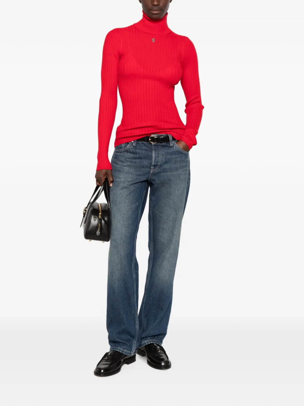 SANDRO Sweater met logoplakkaat Rood