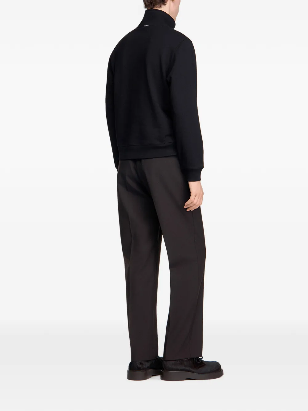 SANDRO boxy zip sweater with standing collar Zwart
