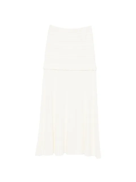 SANDRO pointelle-knit ruffled midi skirt
