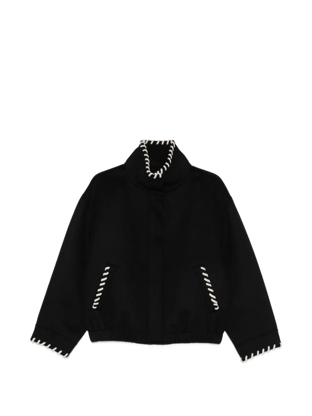 SANDRO whipstitch-trim high-neck jacket