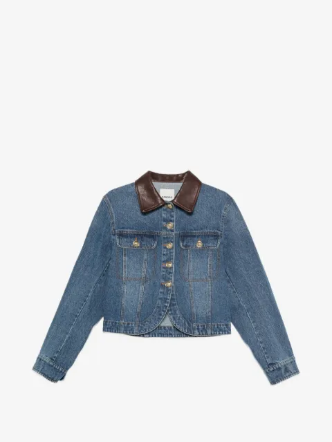 SANDRO leather-collar button-up denim jacket