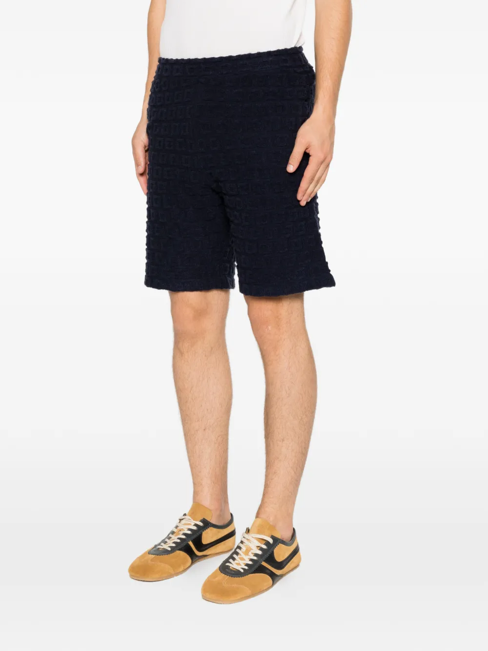 SANDRO Sponge badstof shorts met geometrisch jacquard Blauw