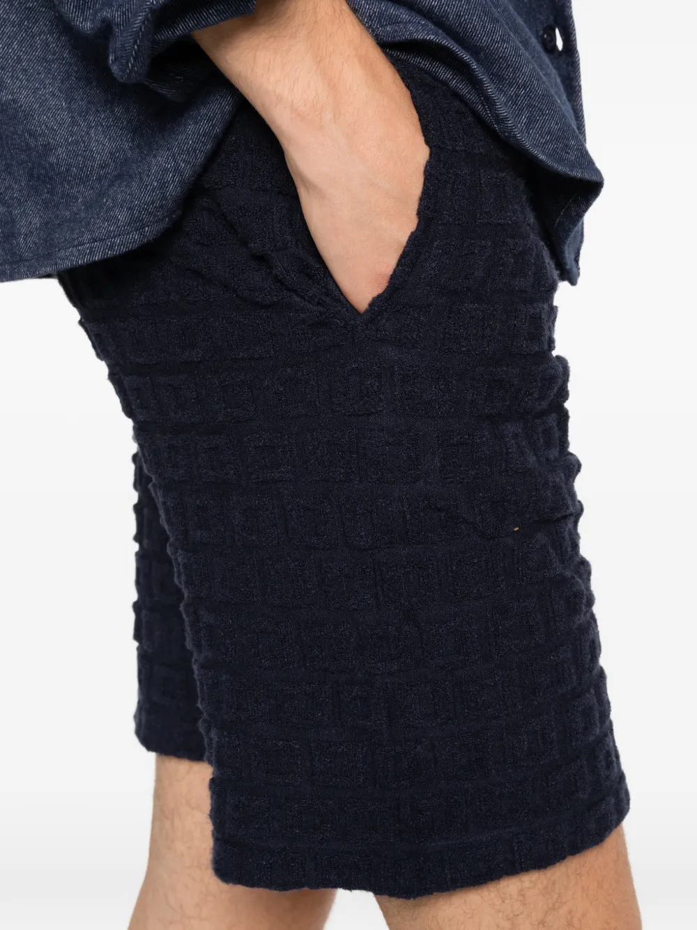 SANDRO Sponge badstof shorts met geometrisch jacquard Blauw
