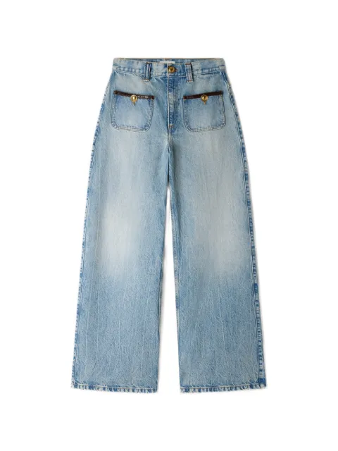 SANDRO jeans anchos con ribete de piel