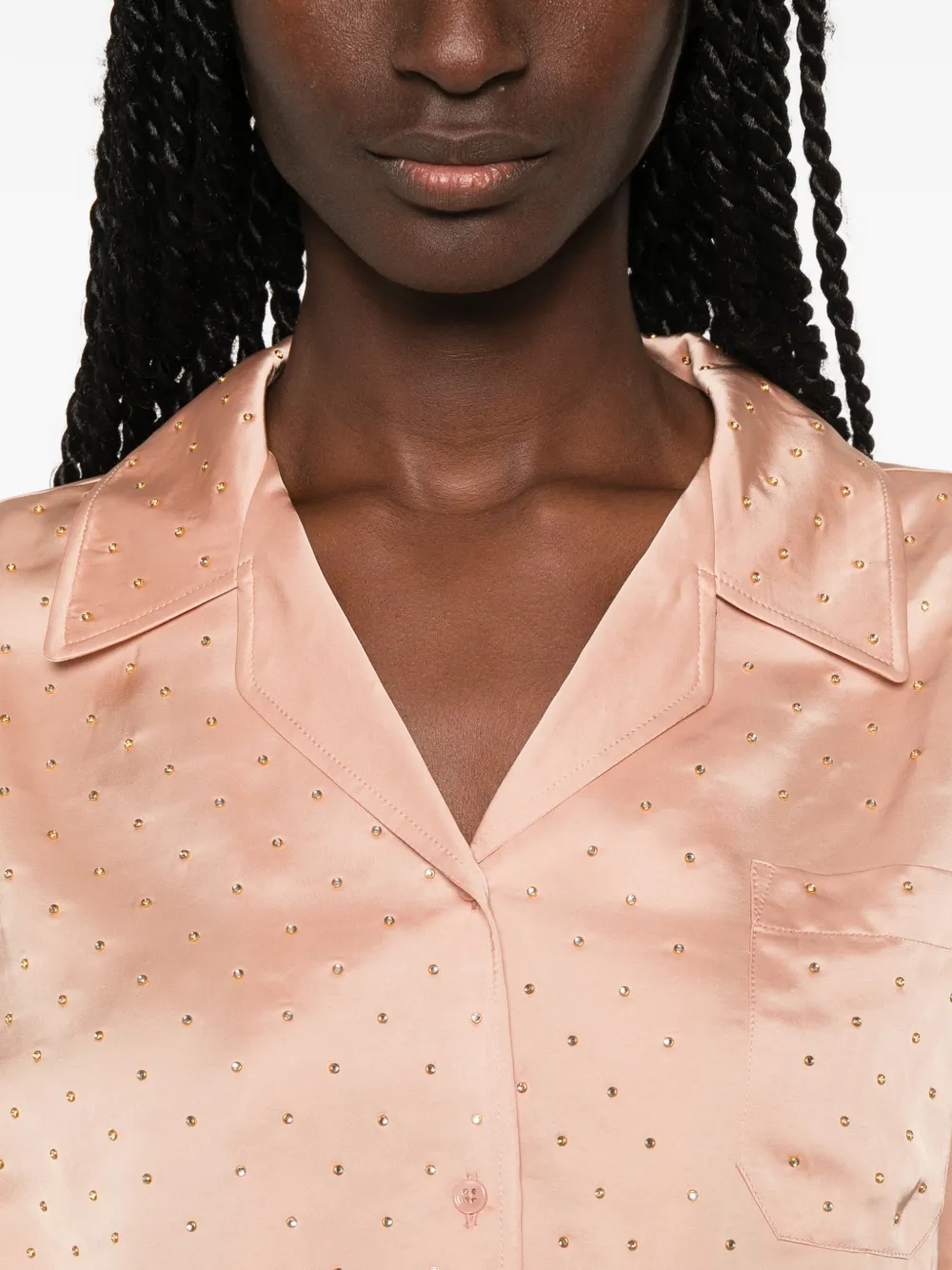 SANDRO Blouse verfraaid met stras Beige