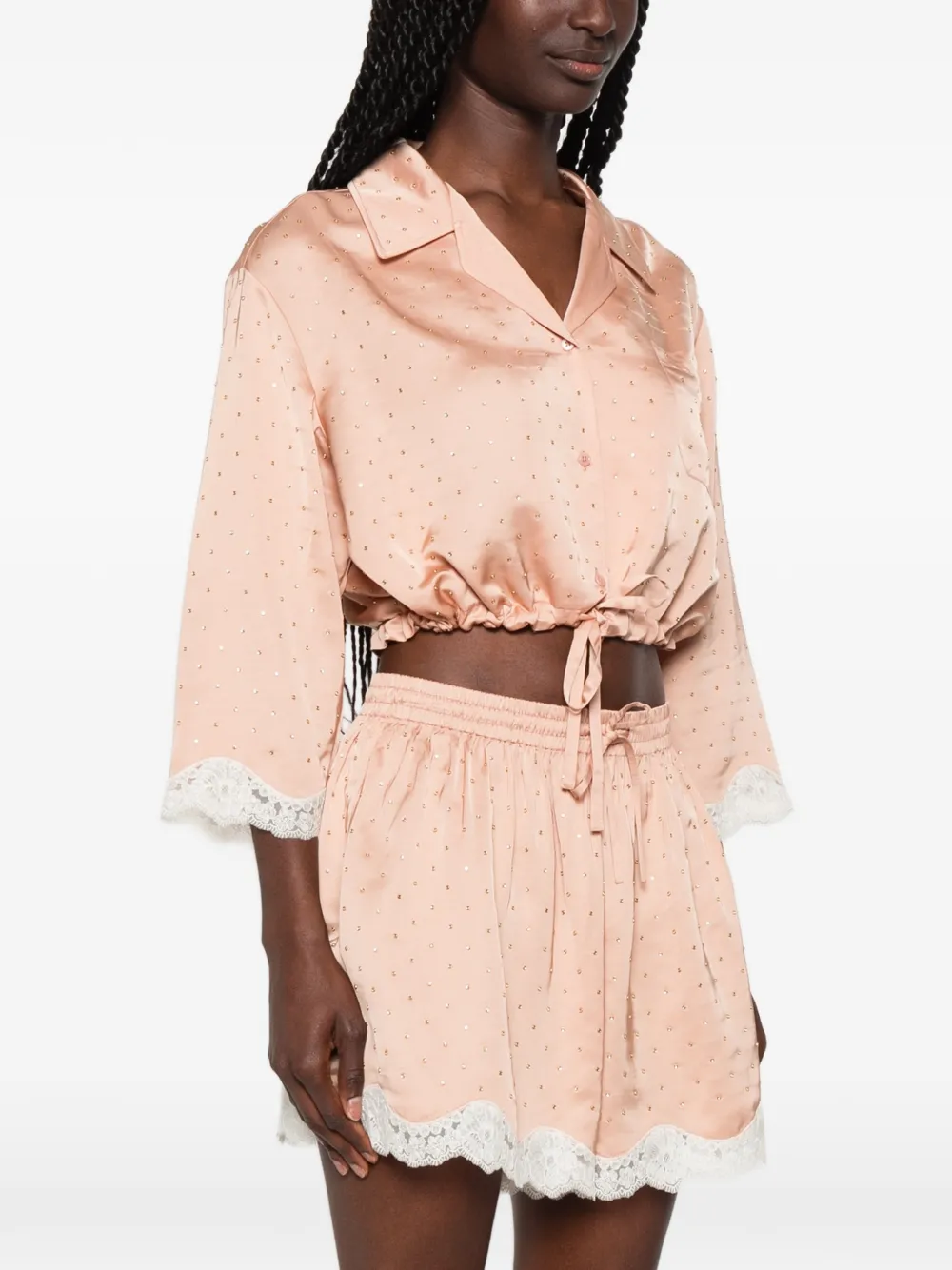 SANDRO Blouse verfraaid met stras Beige