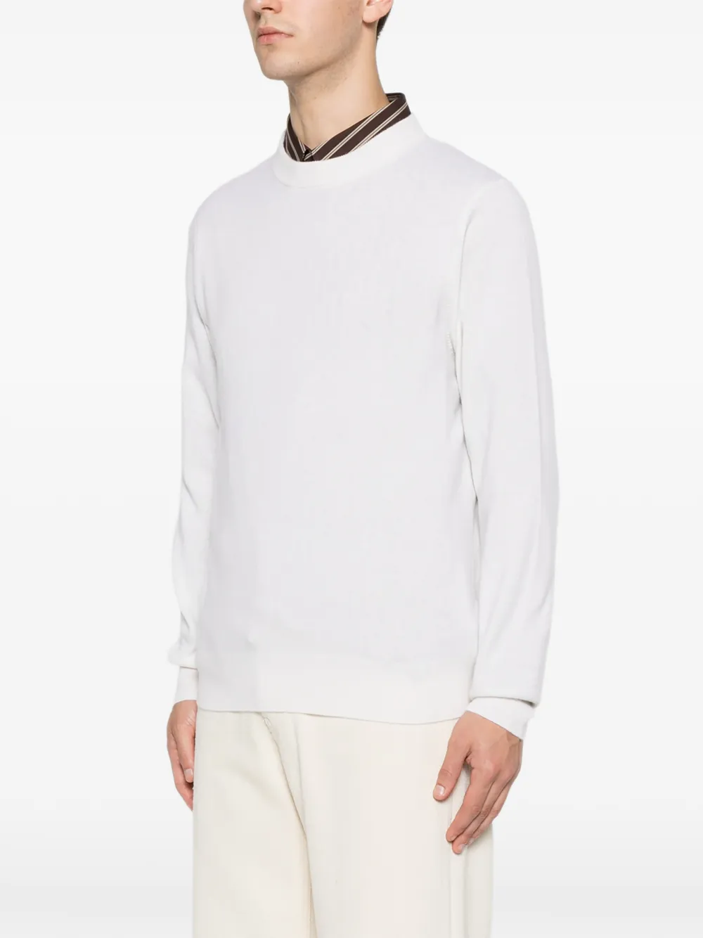 SANDRO Kasjmier trui met geribbelde afwerking Beige