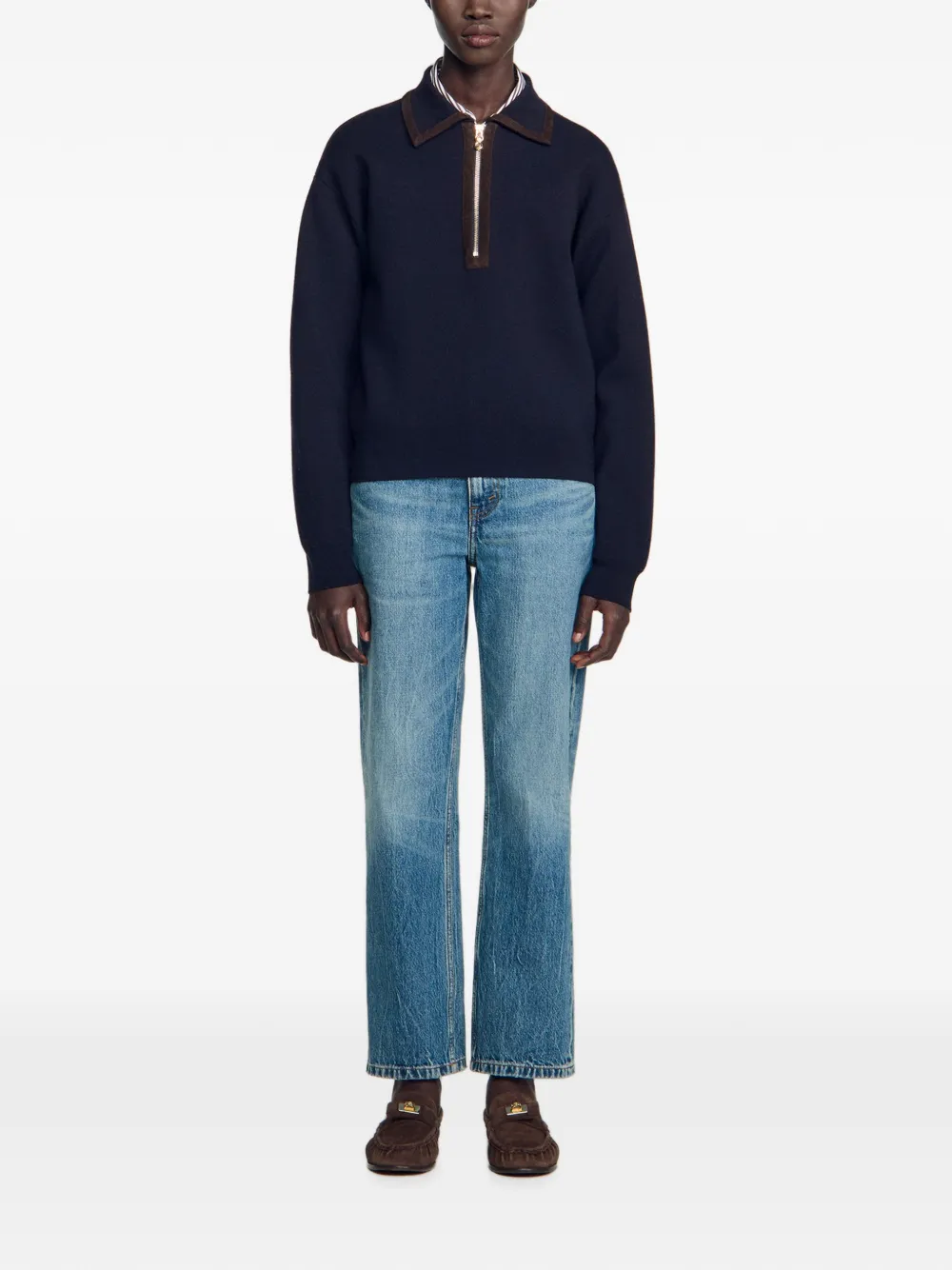 SANDRO Sweater met korte rits Blauw