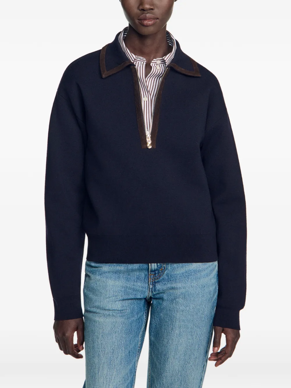 SANDRO Sweater met korte rits Blauw
