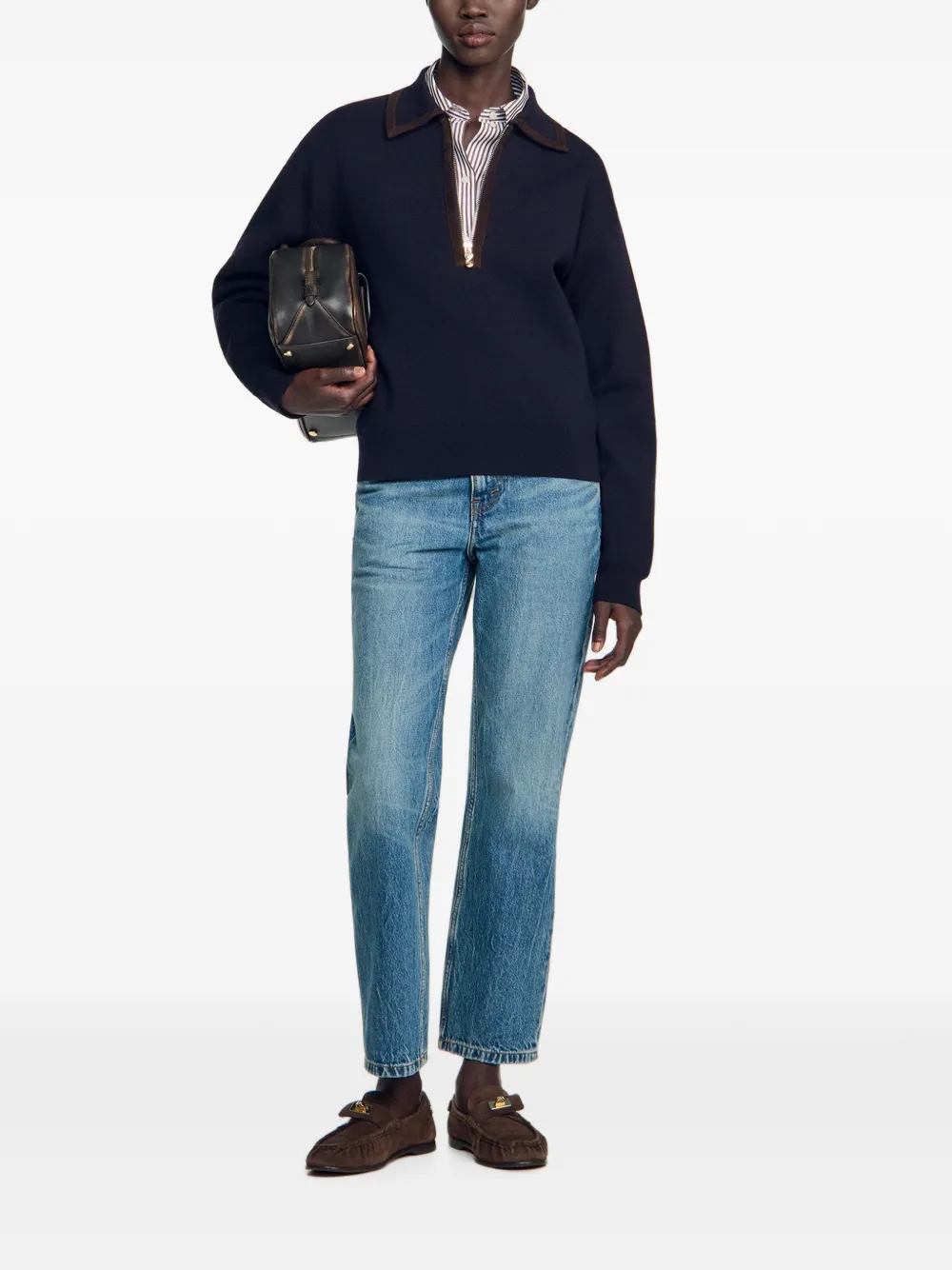 SANDRO Sweater met korte rits Blauw