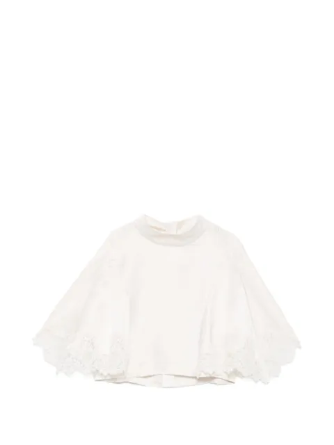 SANDRO lace-trim cropped top