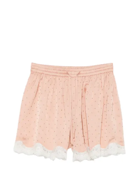 SANDRO lace-trim rhinestone-embellished shorts