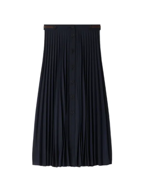SANDRO pleated button-down midi skirt