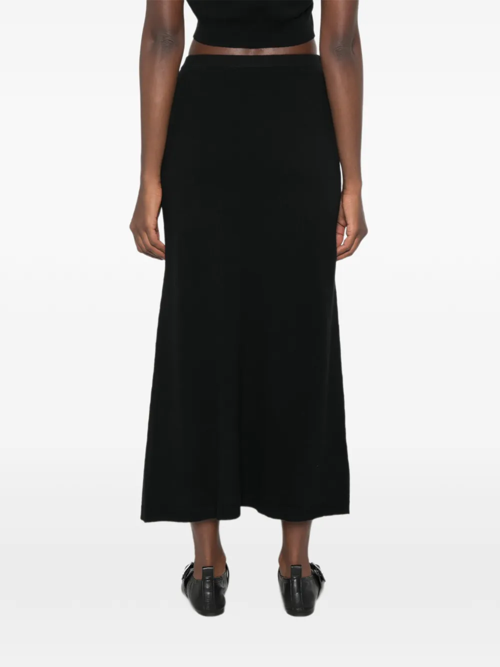 SANDRO Midi-rok met ruches en knoopdetail Zwart