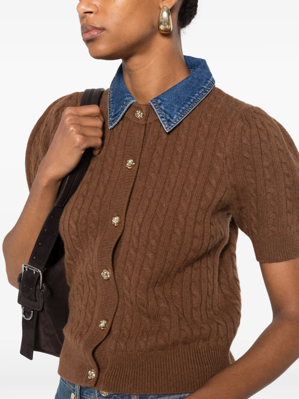 SANDRO Kabelgebreid vest Bruin
