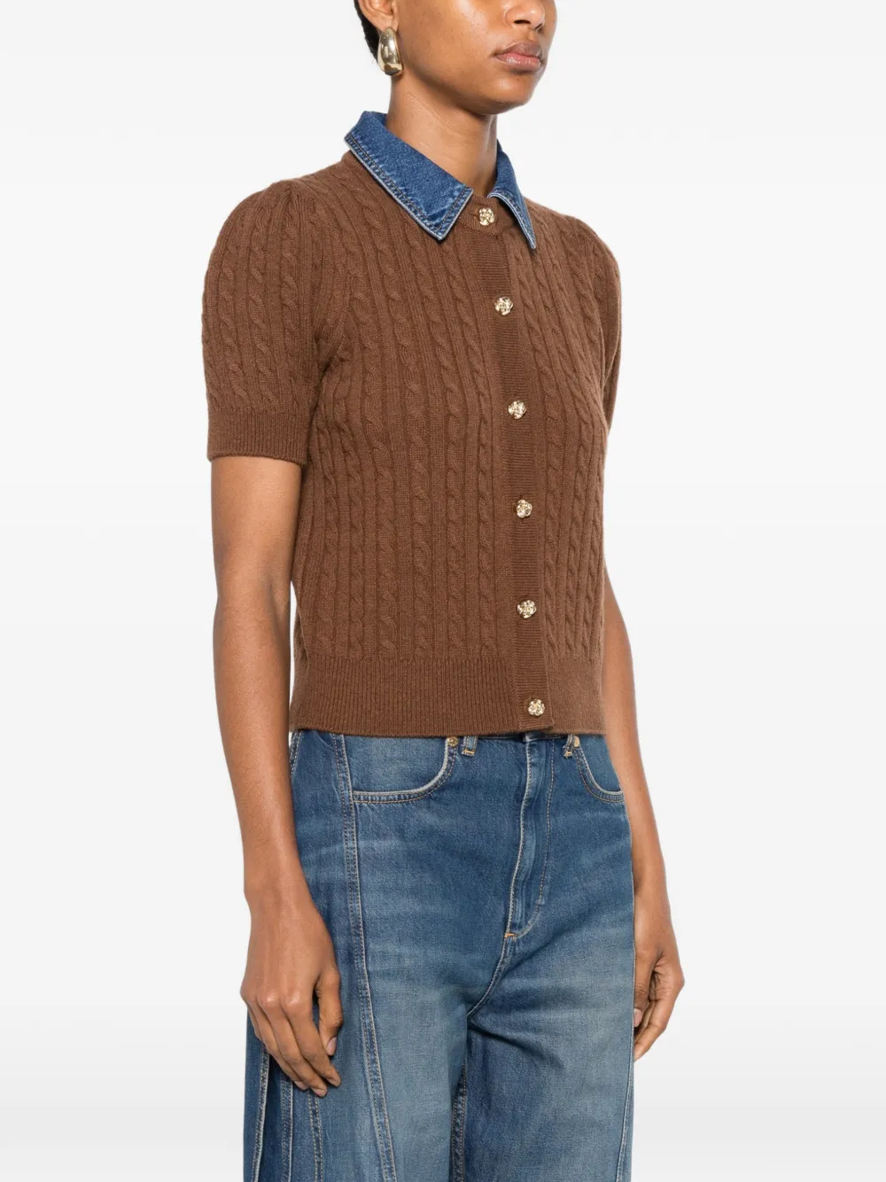 SANDRO Kabelgebreid vest Bruin