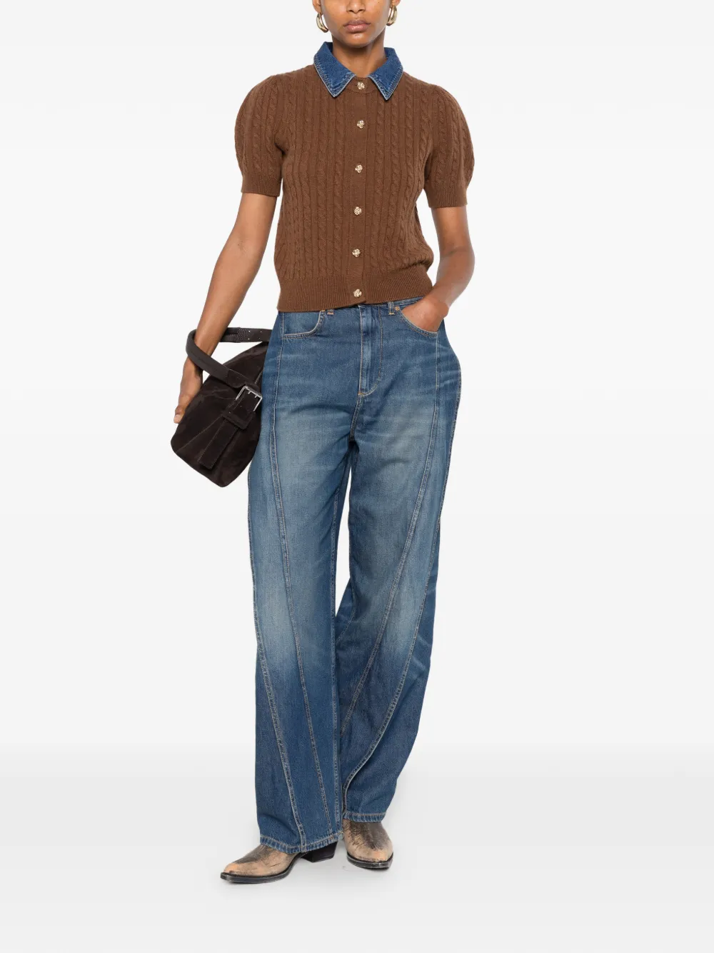 SANDRO Kabelgebreid vest Bruin
