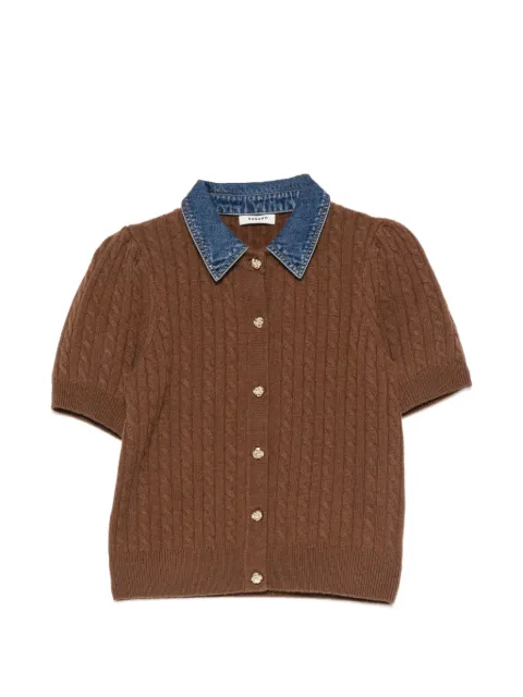 SANDRO cable-knit short-sleeve cardigan