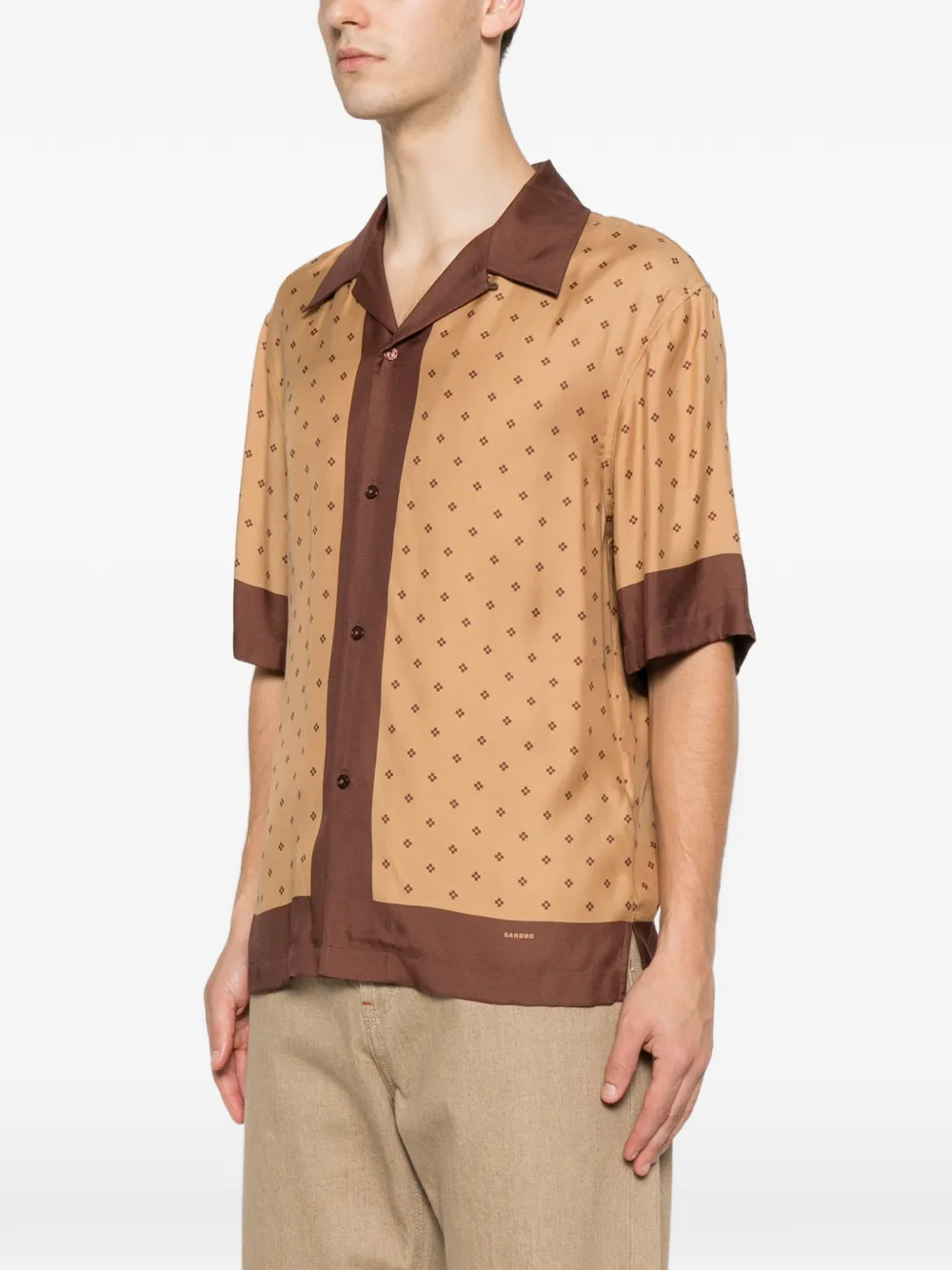 SANDRO Overhemd met monogram-print Beige