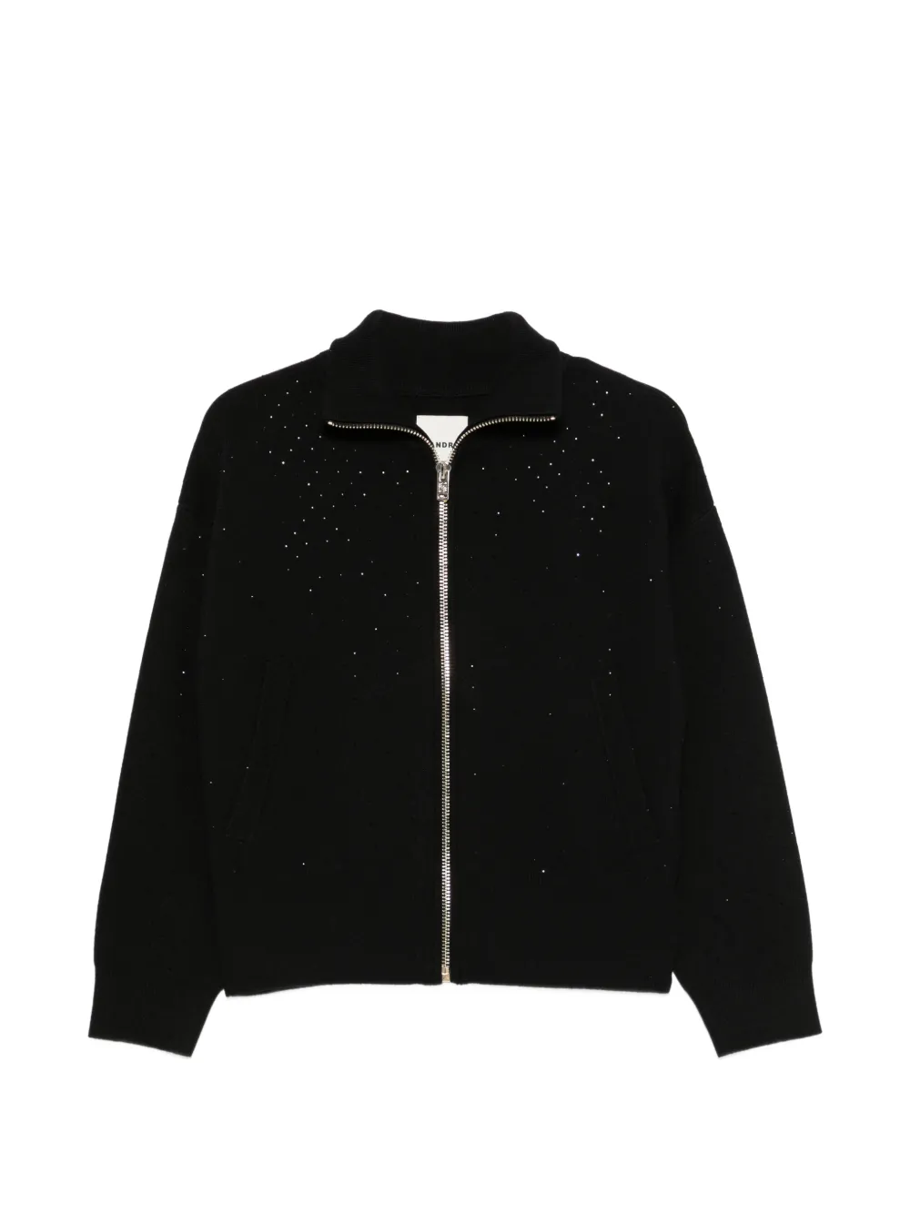 SANDRO rhinestone-embellished zip-fastening cardigan - Black