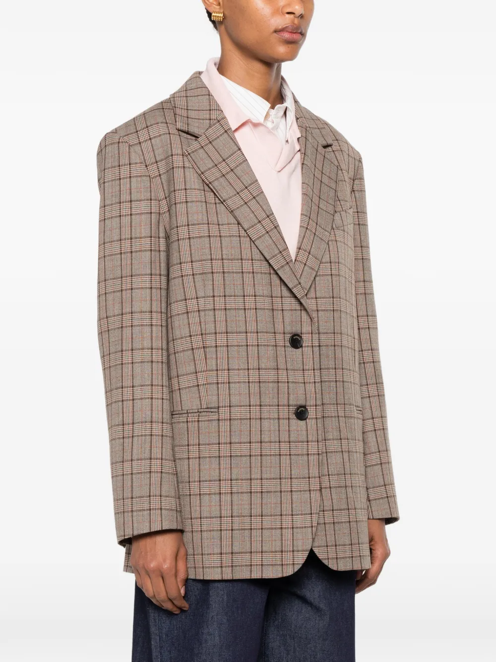 SANDRO チェック クロップド ジャケット SANDRO チェック オーバーサイズジャケット | ブラウン | FARFETCH JP