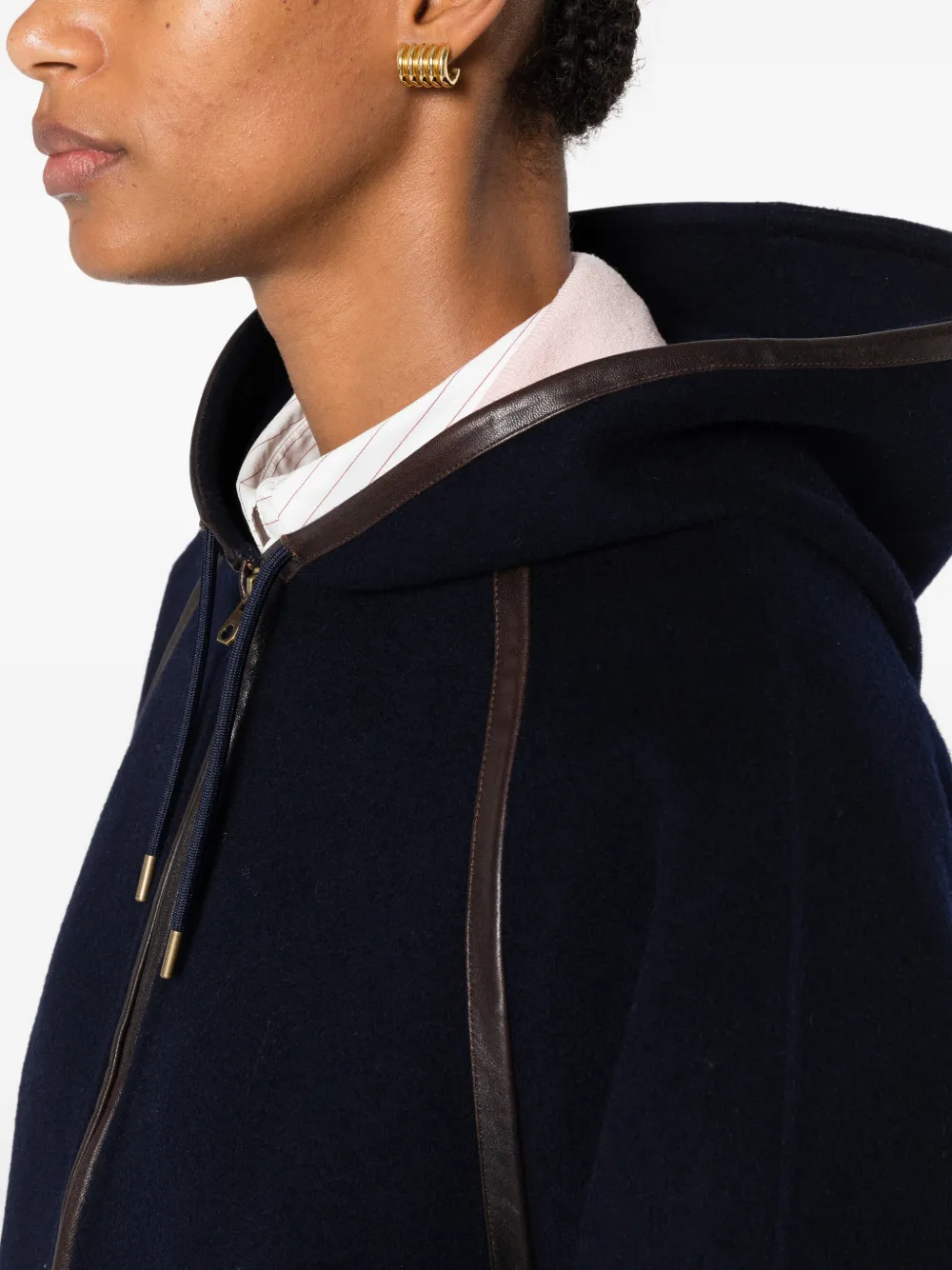 SANDRO Jack met leren afwerking en capuchon Blauw