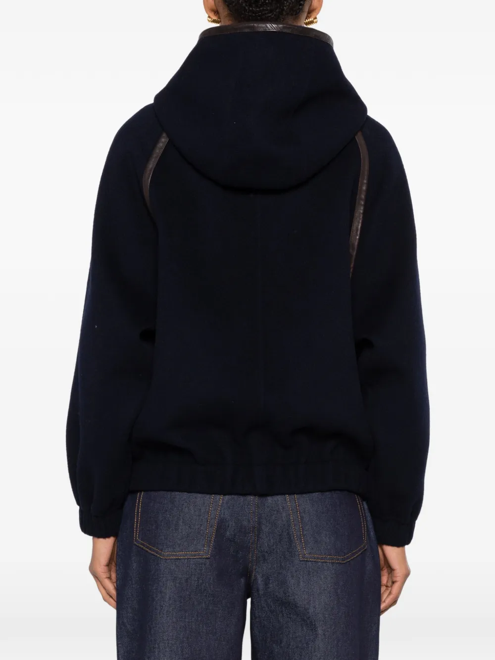 SANDRO Jack met leren afwerking en capuchon Blauw