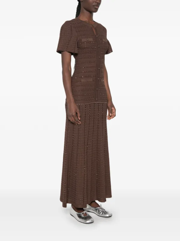 sandro knitted maxi dress Women's Rhinestone knit - Brown sandro pink dress